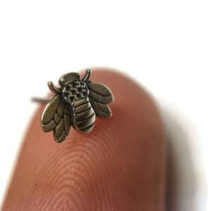 Bee Stud Earrings Dainty Little Bumblebee Studs Honey Bee Stud Earrings Simple Sterling Silver Insect Jewelry Save the Bees image 4