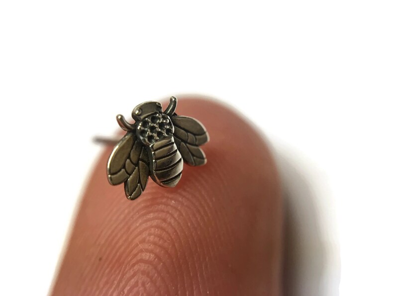 Bee Stud Earrings Dainty Little Bumblebee Studs Honey Bee Stud Earrings Simple Sterling Silver Insect Jewelry Save the Bees image 4