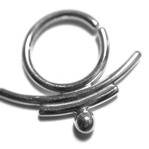 Sterling Silver Tribal Septum Ring Wide Beaded Ornate Unique Body Jewelry