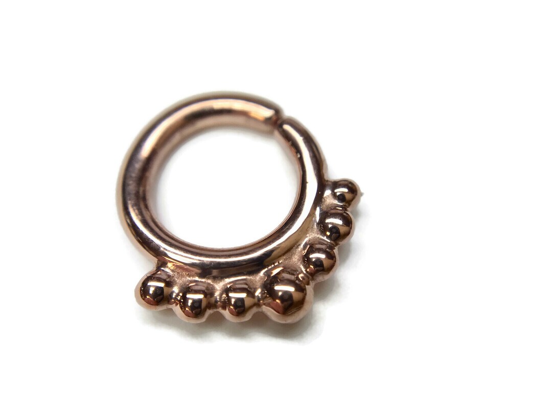 Rose Gold Septum Ring Beaded Detail Rose Gold Dipped Etsy