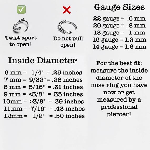 Septum Ring Diameter Chart