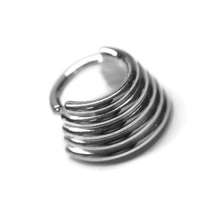 Anillo de tabique cónico apilado de 5 piezas ~ Anillo nasal de cinco capas apiladas ~ Plata esterlina sin níquel ~ Perforación corporal de aros múltiples ~ Anillo nasal ancho