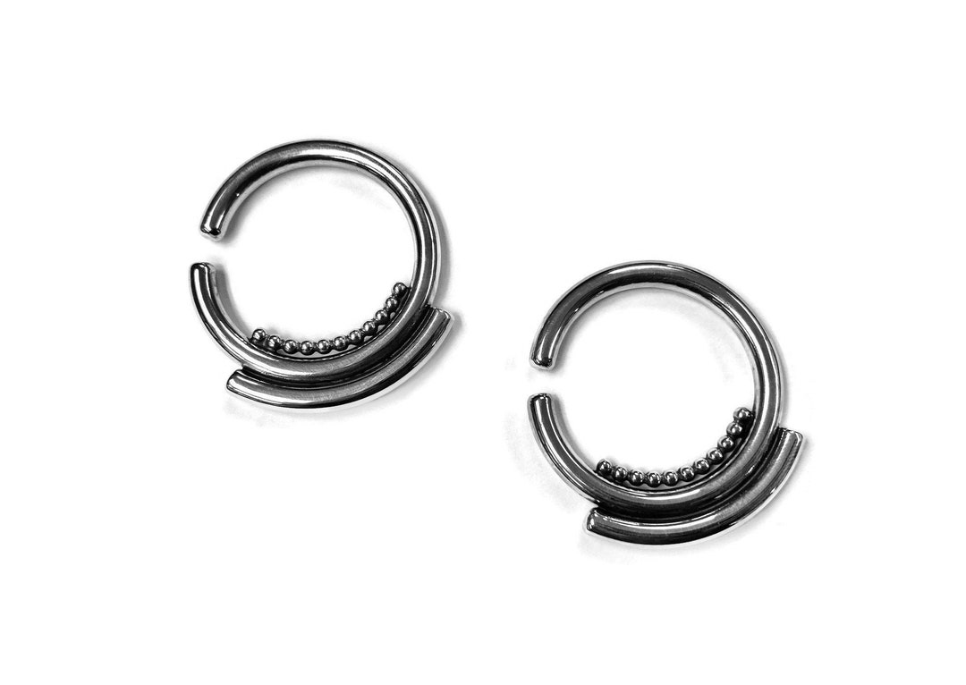 Ear Weights Sterling Silver Tribal Gauge Ear Weight Hoops Etsy