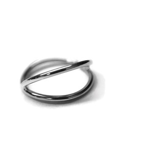Silver Double Layered Nose Ring Double Nose Hoop Nickel-Free Solid Sterling Silver Nostril Piercing Nose Jewelry image 4