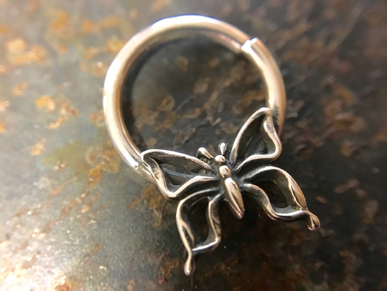 Sterling Silver Butterfly Septum Ring image 1