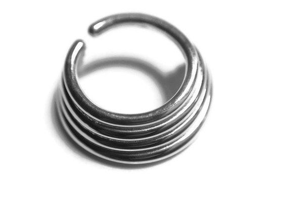 Blue Colorline PVD Quad Twist Spiral Ring Sold Individually
