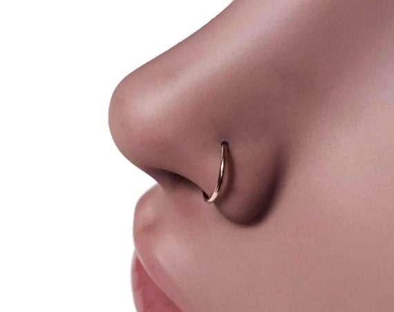 14k solid rose gold tiny nose stud - hollydayco