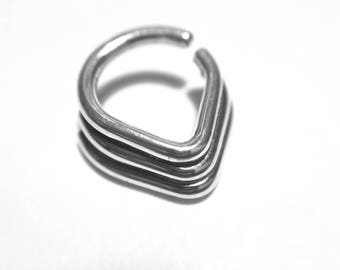 Layered Chevron Triple Septum Ring High Polish - Triangle Stacked Nose Hoop ~ Pointy Sterling Silver Piercing Body Jewlery