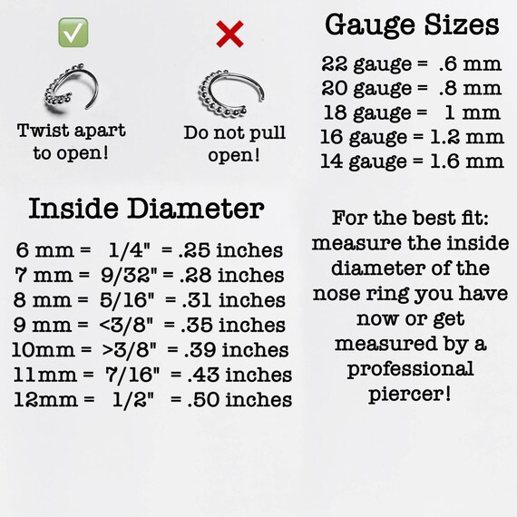 Septum Diameter Size Chart