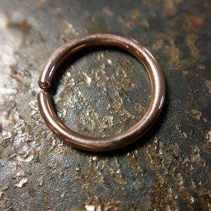 Simple Rose Gold Nose Hoop - Plain Pink Gold Nose Hoop - Rose Gold Dipped Sterling Silver - Classy Little Red Nostril Ring