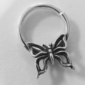Sterling Silver Butterfly Septum Ring image 2