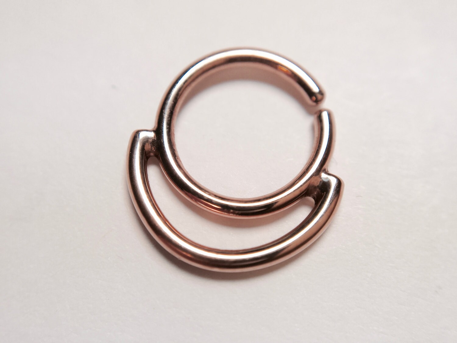 Rose Gold Double Tiered Septum Ring Double Layered Nose Hoop Etsy