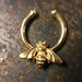 Golden Bee Faux Septum Ring ~ Fake Clip-on Nose Ring ~ Yellow Gold Dipped Bumble Bee Body Jewelry 