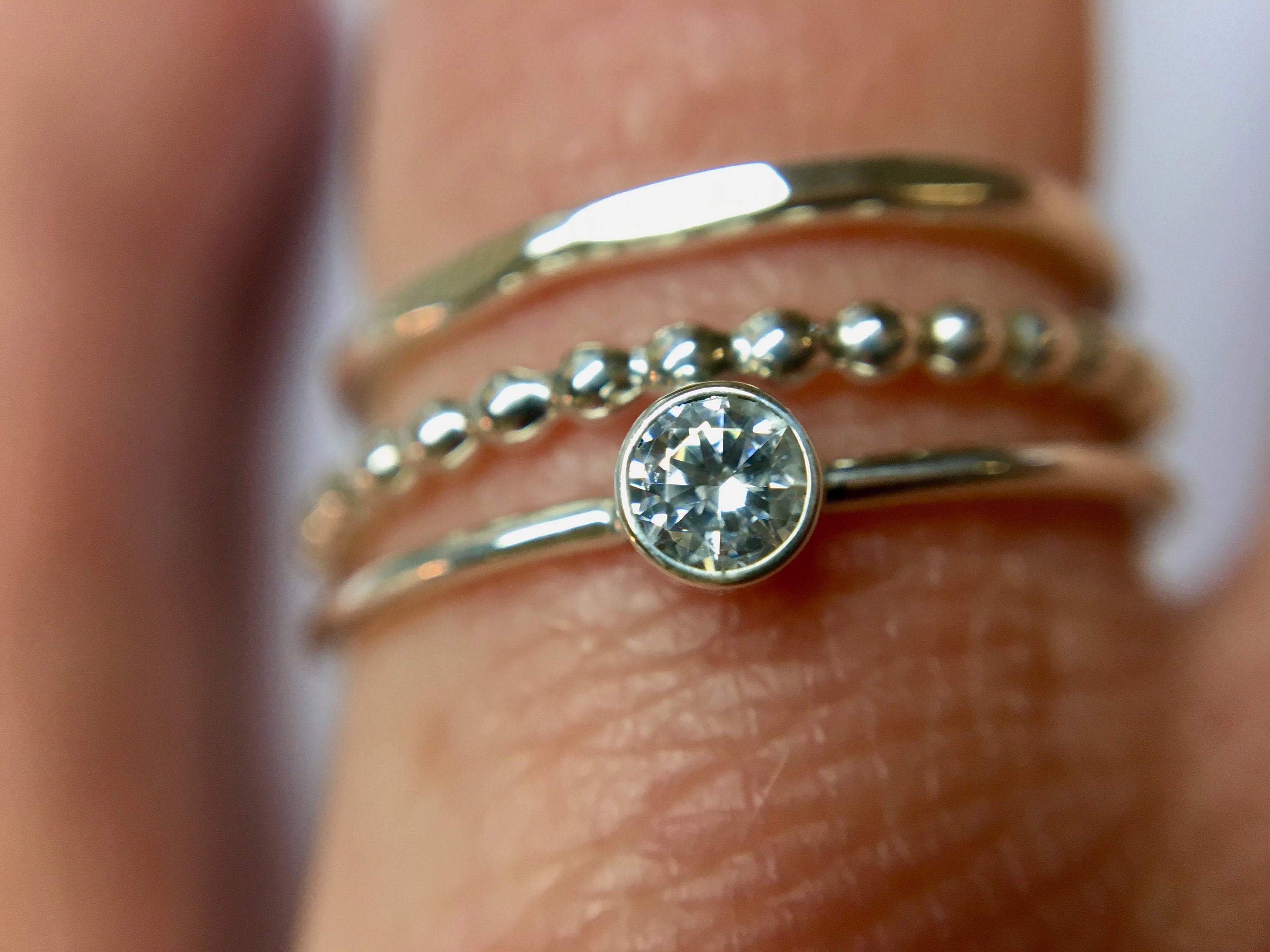 Simple Diamond Ring ~ Minimalist Engagement Ring ~ 3mm Genuine Diamond ...