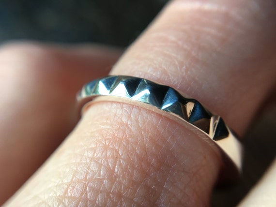 Studded Pyramid Stacking Ring Pointy Stacker Ring Sterling Silver