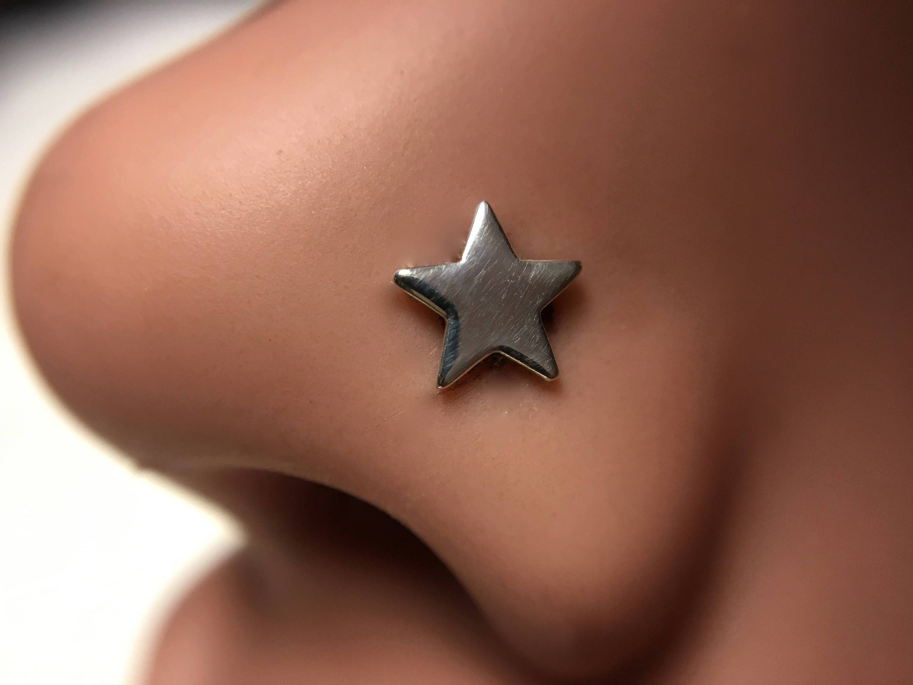 Star Nose Stud Nose Bone Corkscrew Nose Ring Stud Nose Piercing Nose Screw  Nickel Free Sterling Silver - Etsy