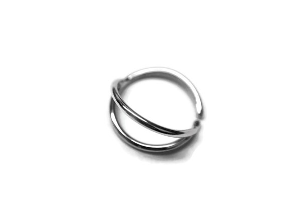 Double Up Nose Ring Silver / Straight Bar