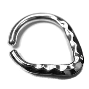 Reversible Hammered Chevron Septum Ring - Triangle Hoop Smooth and Hammered - Helix - Daith - Tragus - Conch - Rook