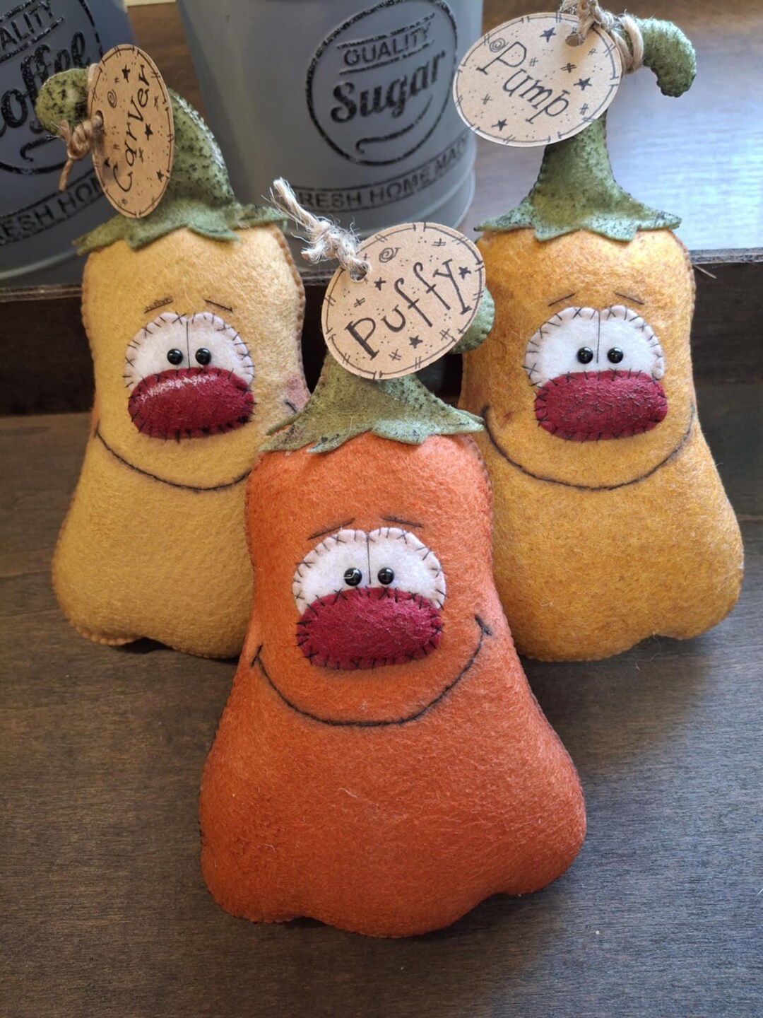 Rustic Plush Charming Cottage Style Fall Decor Handmade Pumpkin and Veggie Set ...