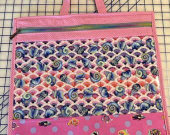 Handmade Quilted Project Bags JUMBO Tula Pink Fabric Floral Reef