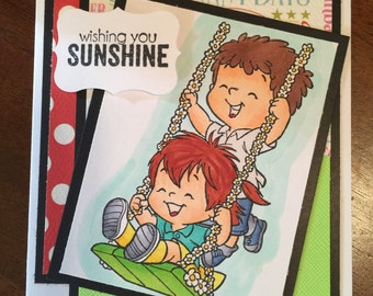 Wishing you sunshine blank greeting card