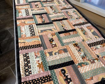 New Handmade Quilted Table Runner  18-1/2" W X 54-1/2" L Moda Kitty Corn Fall and Halloween