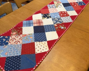 New Handmade Quilted Table Runner Perfect for Fourth of July Decor 58"x19" Moda Grand Haven
