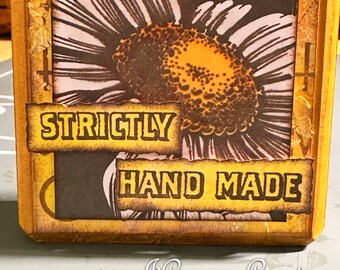 Strictly Handmade Mixed Media Daisy 3.5"  Block Decoration