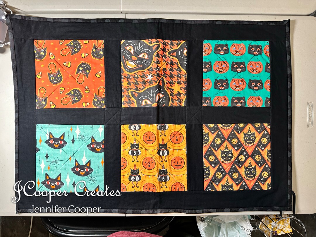 Retro Black Cat Quilted Table Runner Mat Handmade - Etsy