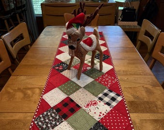New Handmade Quilted Table Runner Perfect Christmas Decor 58L"x19W" Moda Strawberry