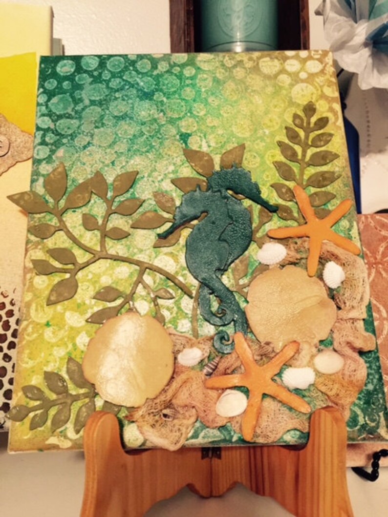 Beach Themed Mixed Media Canvas Etsy