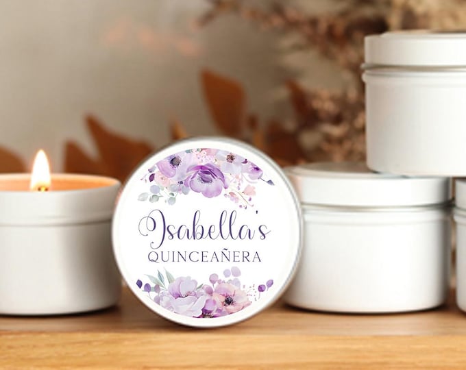 Personalized Quinceañera Candle Favors: Soy Wax, Custom Label