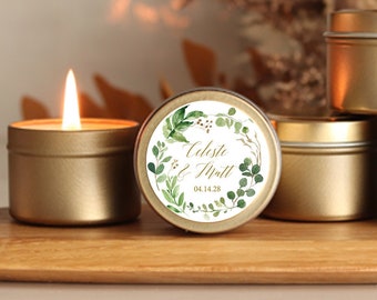 Wedding Favor Candle Tins Personalized Wedding Favor Candles for Wedding Personalized Bulk Wedding Favors Gold Tin Candles