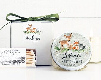 Baby Shower Favor Candles - Woodland Animals Shower Favor - Personalized Baby Shower Favors | Baby Shower Candles | Baby Shower