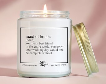 Maid of Honor Gifts | Maid of Honor Candle | Personalized Bridal Party Gifts | Wedding Party Gift Candle | Maid of Honor Definition Candle