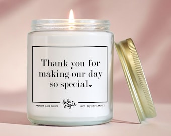Wedding Vendor Thank You Gifts, Thank You for Making Our Day So Special Candle, Gifts for Wedding Day Thank You Gifts, Wedding Day of Gifts