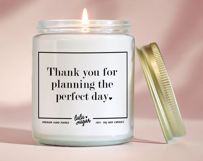 Wedding Planner Thank You Gifts, Thank You for Planning the Perfect Day Candle, Gifts for Wedding Day Thank You Gifts, Wedding Day of Gifts