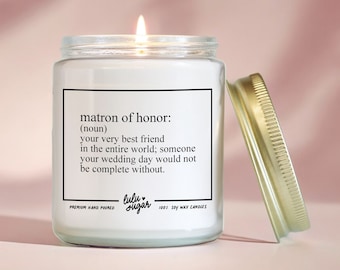 Matron of Honor Candle: Personalized Soy Wax Bridal Gift