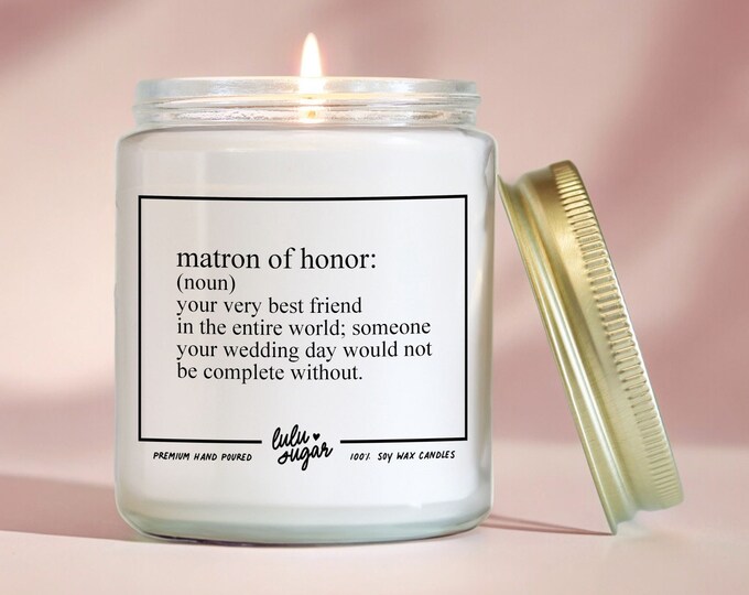 Matron of Honor Gifts | Matron of Honor Candle | Personalized Bridal Party Gift | Matron of Honor Definition | Matron of Honor Proposal Gift