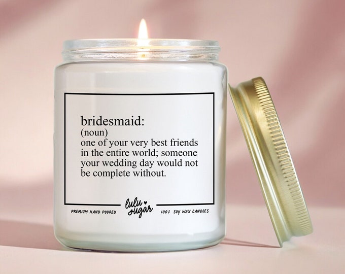 Bridesmaid Gifts, Bridesmaid Definition Candle, Bridal Party Gift Candle, Wedding Party Gift Candle, Bridesmaid Proposal Gift