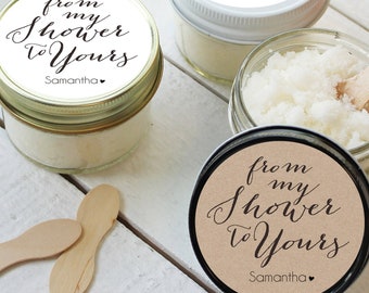 Sugar Scrub Shower Favors - From my Shower to Yours Label- All-Natural, Vegan - Bridal Shower Favor | Baby Shower Favor