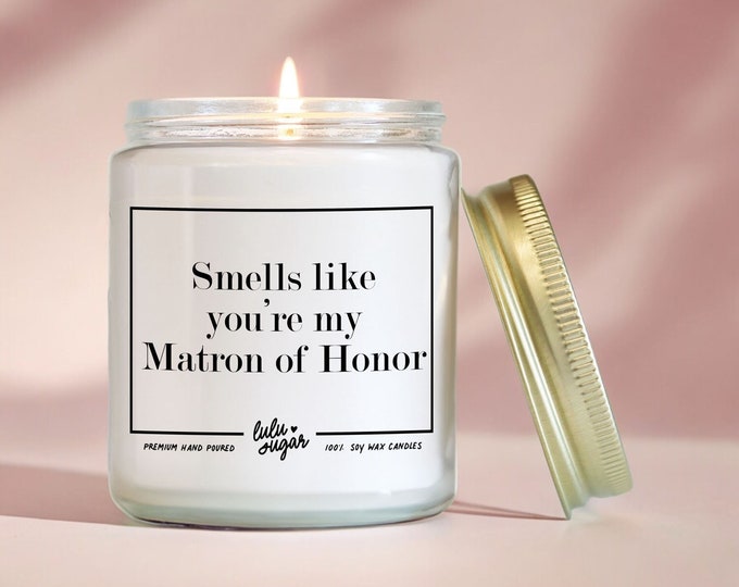 Matron of Honor Gifts | Matron of Honor Candle | Personalized Bridal Party Gifts | Wedding Party Gift Candle | Matron of Honor Proposal Gift