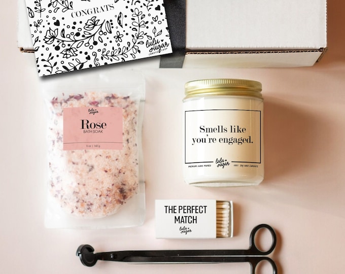 Engagement Gifts | Engagement Gift Box | Engagement Candle Gift Set | Engagement Gifts for Couple | Smells like You're Engaged Candle