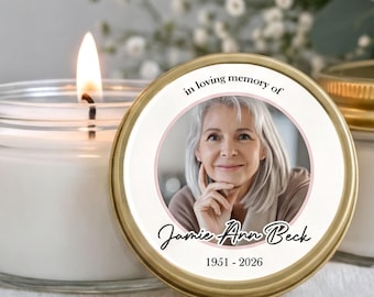 Funeral Favors for Guests Pink Floral Personalized Photo Memorial Candles for Woman In Loving Memory Keepsake Gifts
