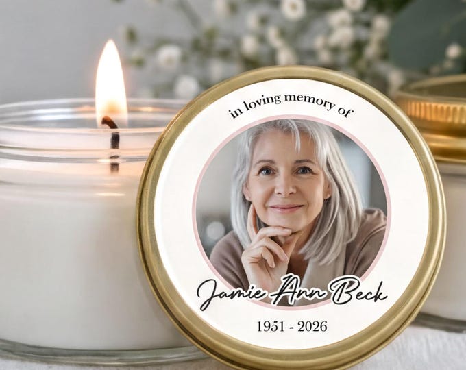 Funeral Favors for Guests Pink Floral Personalized Photo Memorial Candles for Woman In Loving Memory Keepsake Gifts