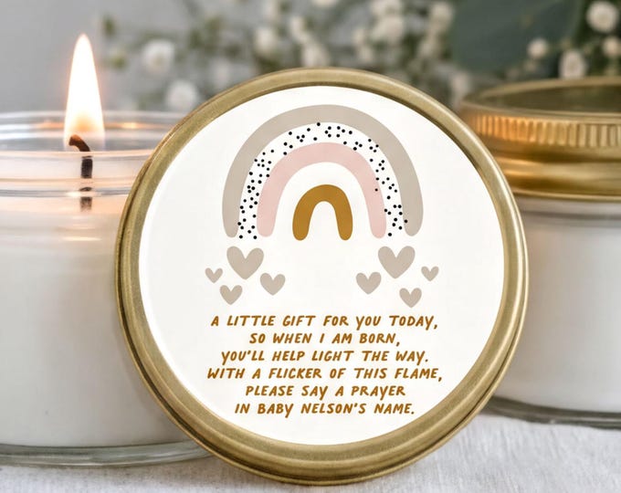 Baby Shower Favors for Guests Boho Rainbow Prayer Personalized Baby Shower Candle Gender Neutral