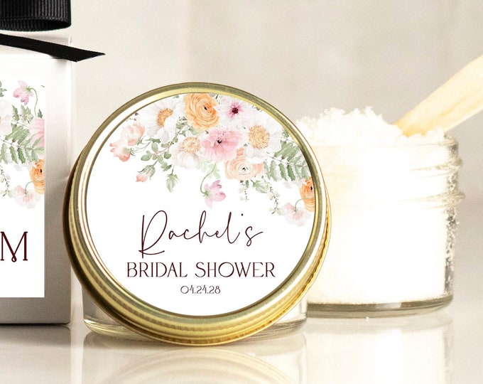 Bridal Shower Favor Body Polish | Sugar Scrub Bridal Shower Favor - All-Natural | Bouquet Label | Spa Shower Favor | Floral Shower Decor