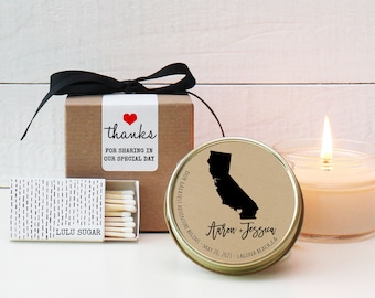 Wedding Favor Candles | State Candles | Destination Wedding Favors | State Themed Wedding Favors | Eco Friendly Favors