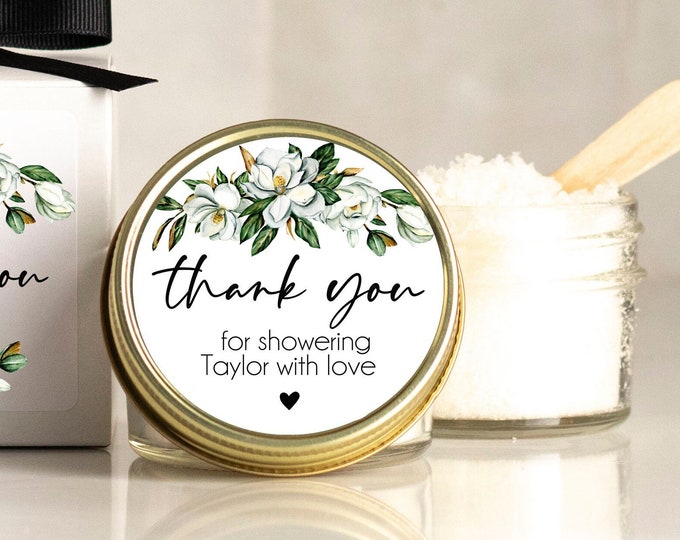 Bridal Shower Favors | Sugar Scrub Favors | Baby Shower Favor | Magnolia Shower Favor | Magnolia Label Design | Body Polish Favor