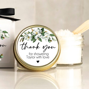 Bridal Shower Favors | Sugar Scrub Favors | Baby Shower Favor | Magnolia Shower Favor | Magnolia Label Design | Body Polish Favor